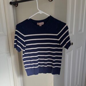 Philosophy Navy and White Striped Top
